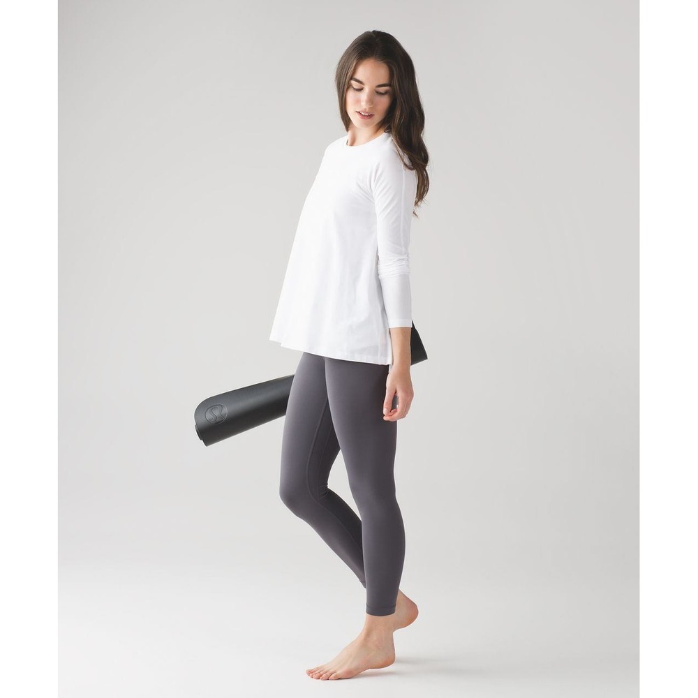 Lululemon Acadia Long Sleeve Shirt Women 4 White Pima Cotton High Low - Picture 6 of 11